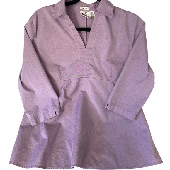 Duo Maternity Stretch Top Blouse Large Lavender Office Casual - Picture 1 of 9